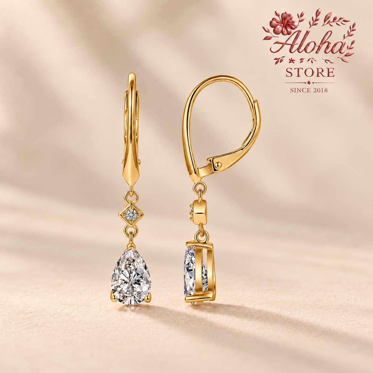 925 Sterling Silver Moissanite Pear Drop Earrings A.