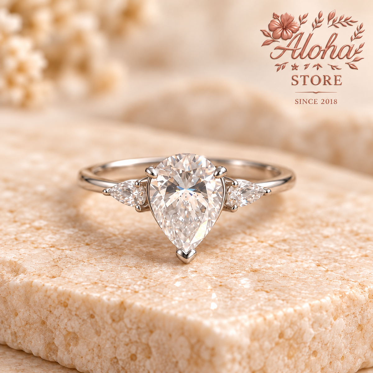 Aurora 925 Sterling Silver Moissanite Pear-Cut Ring · 2 ct